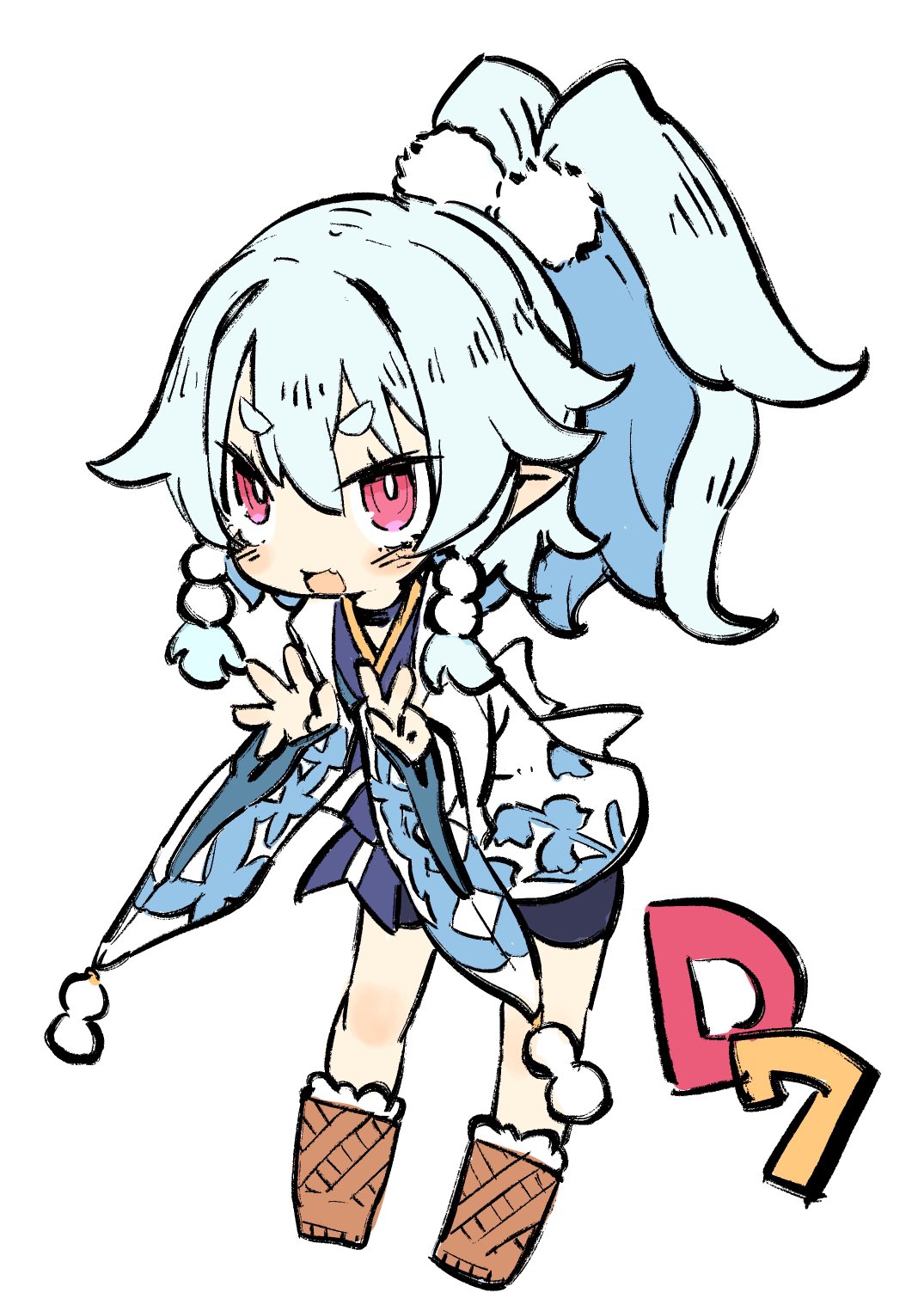 1girl, ao_(disgaea), bike_shorts, blue_hair, blush, boots, disgaea, finger_counting