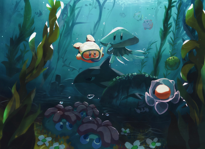 acro_(kirby), afloat, asphyxiation, birdon_(kirby), bubble, character_request, check_character, coner