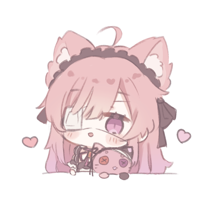 ahoge, animal_ear_fluff, animal_ears, bangs, black_bow, blush, bow, brooch