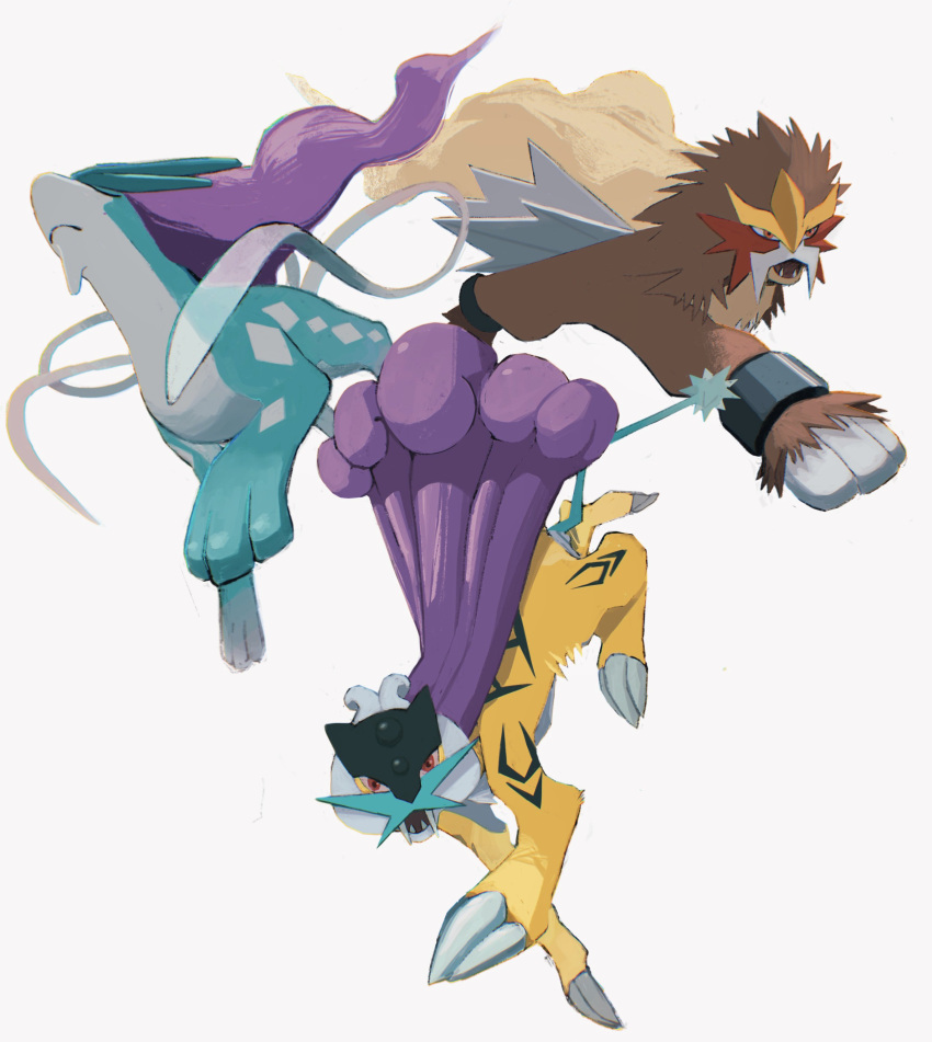 absurdres, brown_fur, claws, closed_mouth, entei, fangs, frown, gogot