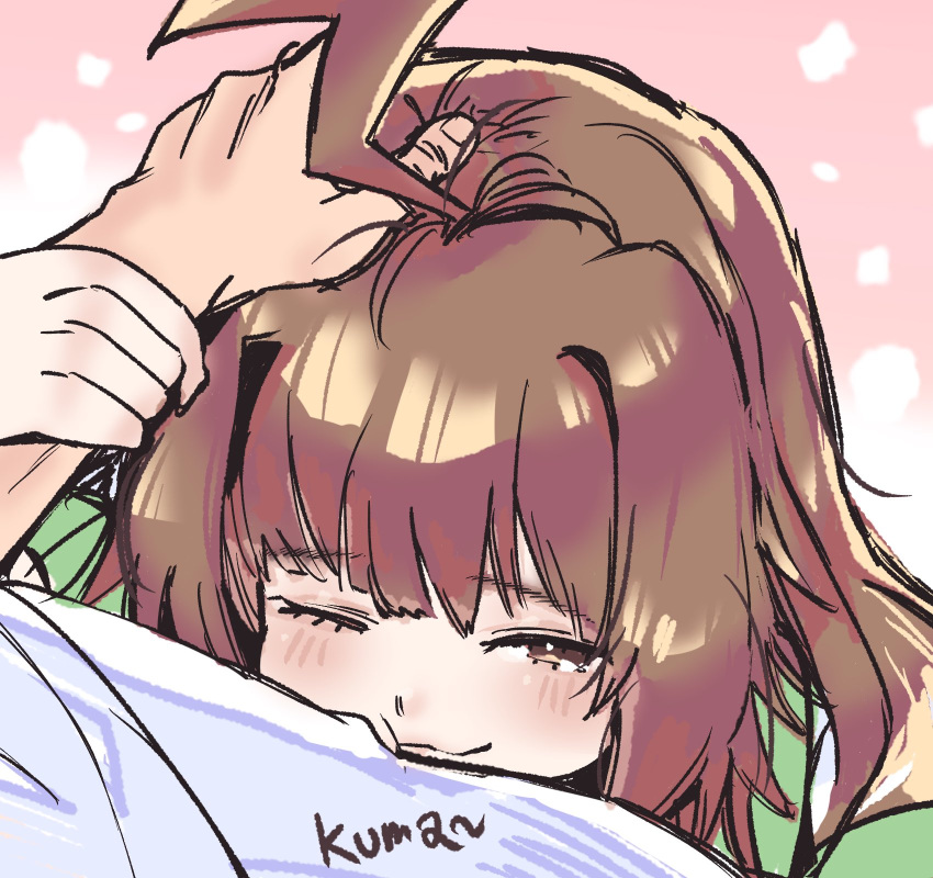 1boy, 1girl, :3, ahoge, bangs, bitchcraft123, blush, brown_eyes