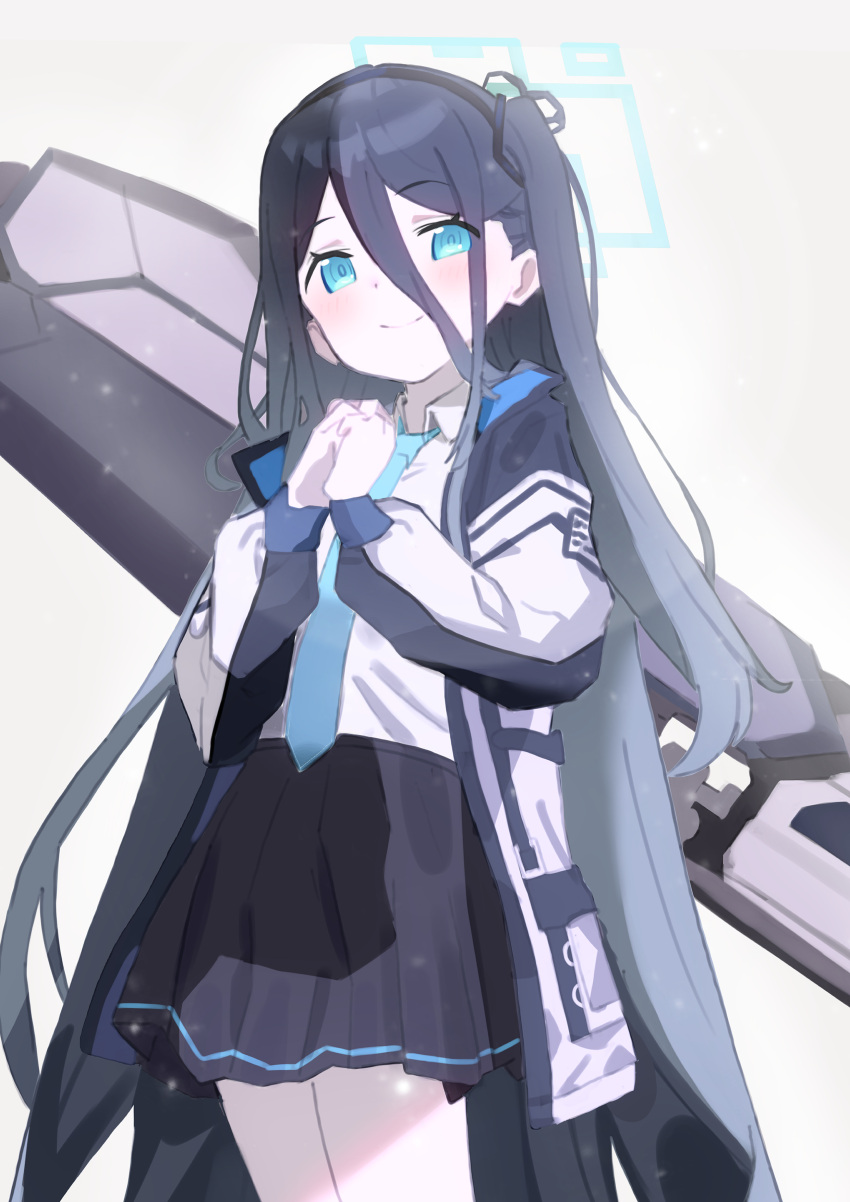 1girl, absurdres, aqua_eyes, aqua_necktie, arisu_(blue_archive), bangs, black_hair, black_hairband