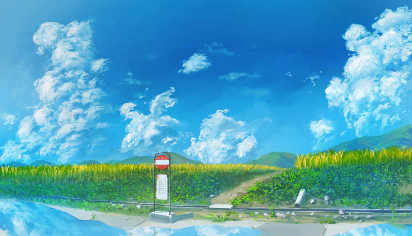 again8120, blue_sky, clouds, commentary_request, day, highres, mountainous_horizon, no_humans
