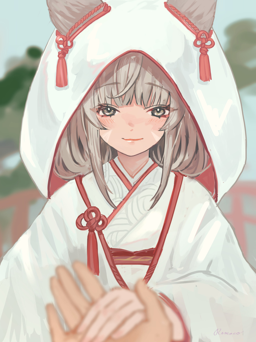 1girl, absurdres, animal_ears, bangs, blunt_bangs, bride, cat_ears, dress