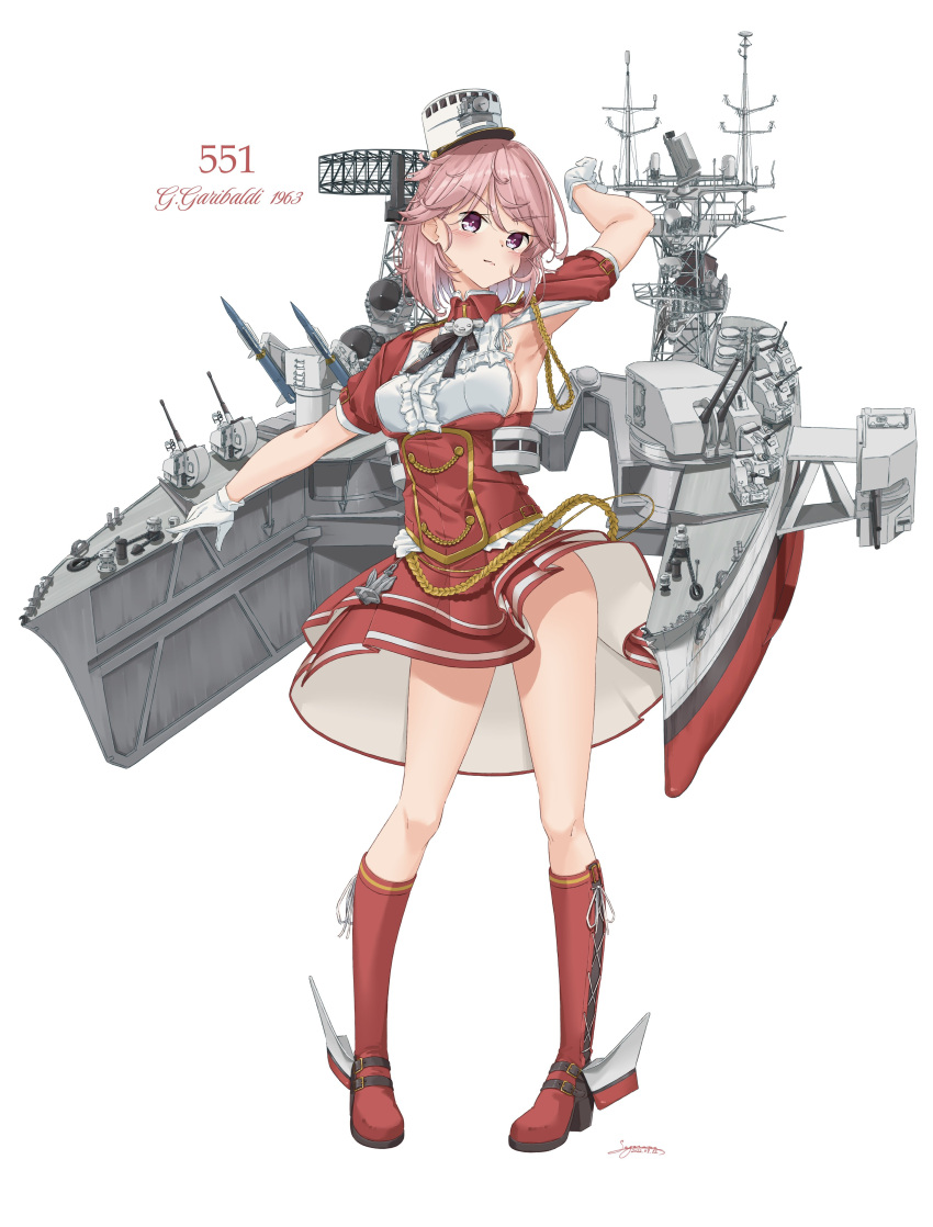 1girl, absurdres, armpit_cutout, armpits, breasts, clothing_cutout, full_body, giuseppe_garibaldi_(kancolle)