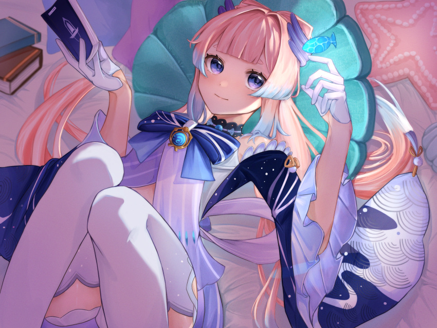 1girl, babydoll, bangs, blue_bow, blue_eyes, blunt_bangs, book, bow