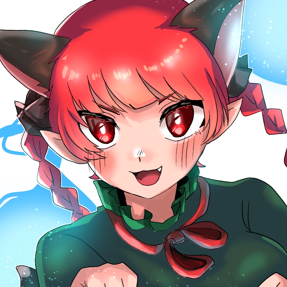 1girl, :3, :d, animal_ears, black_bow, bow, braid, cat_ears