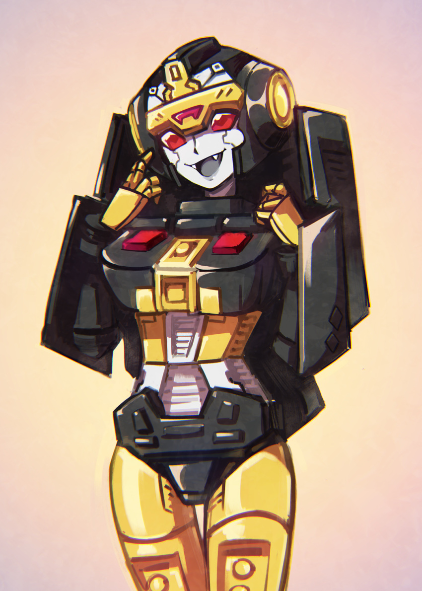 1girl, alien, black_panties, breasts, fangs, highres, humanoid_robot, medium_breasts