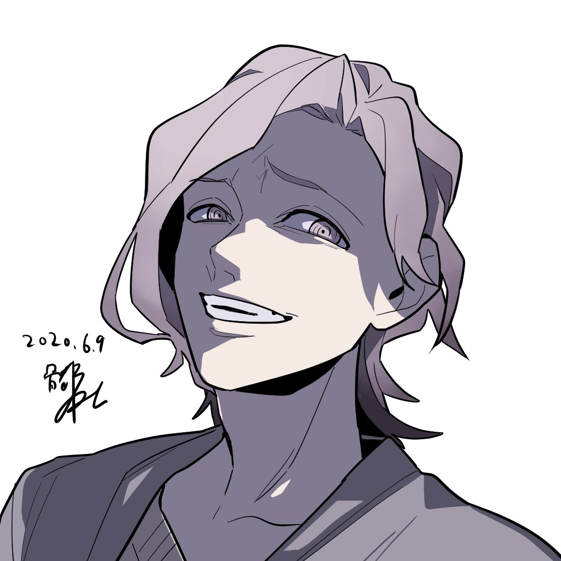 1boy, collarbone, commentary_request, dated, etra-chan_wa_mita!, green_jacket, hiiragi_(etra-chan_wa_mita!), ine-00