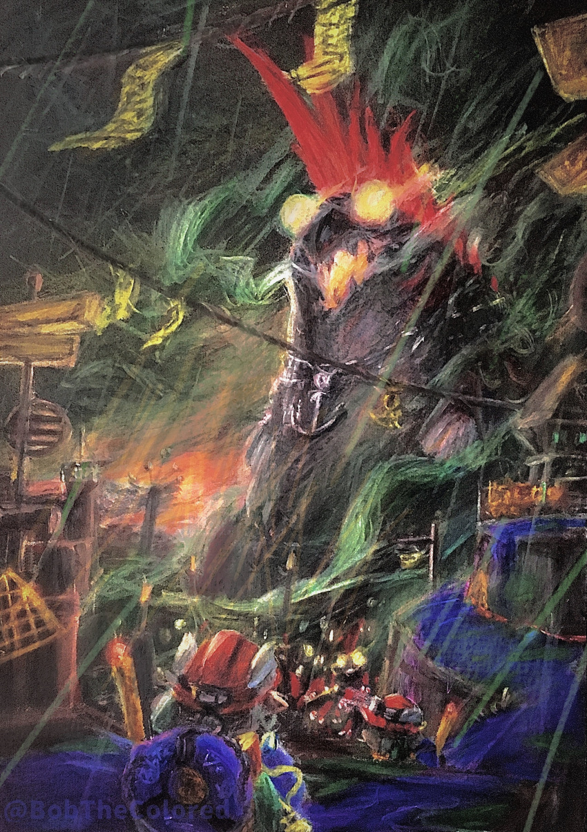 absurdres, anchor, bobthecolored, chain, chum_(splatoon), cohozuna, colored_pencil_(medium), fish_stick_(splatoon)