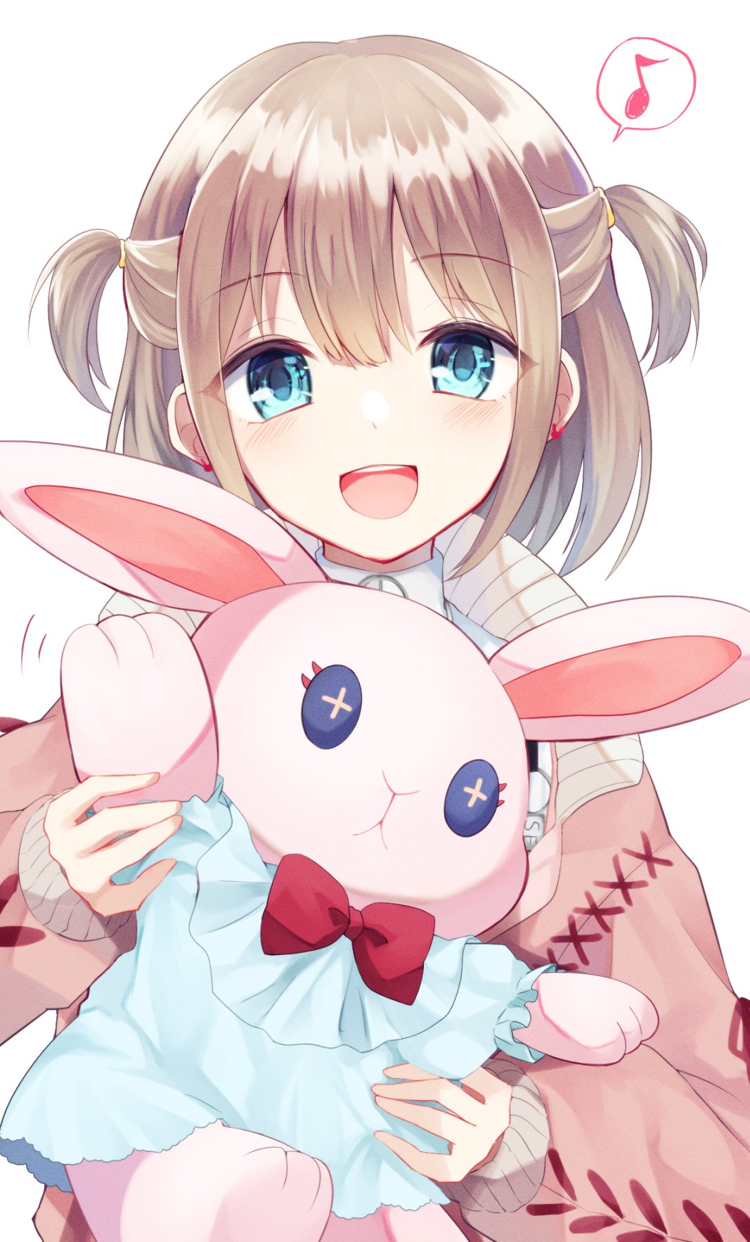 1girl, animal_ears, blush, doll, grey_hair, highres, holding, holding_doll