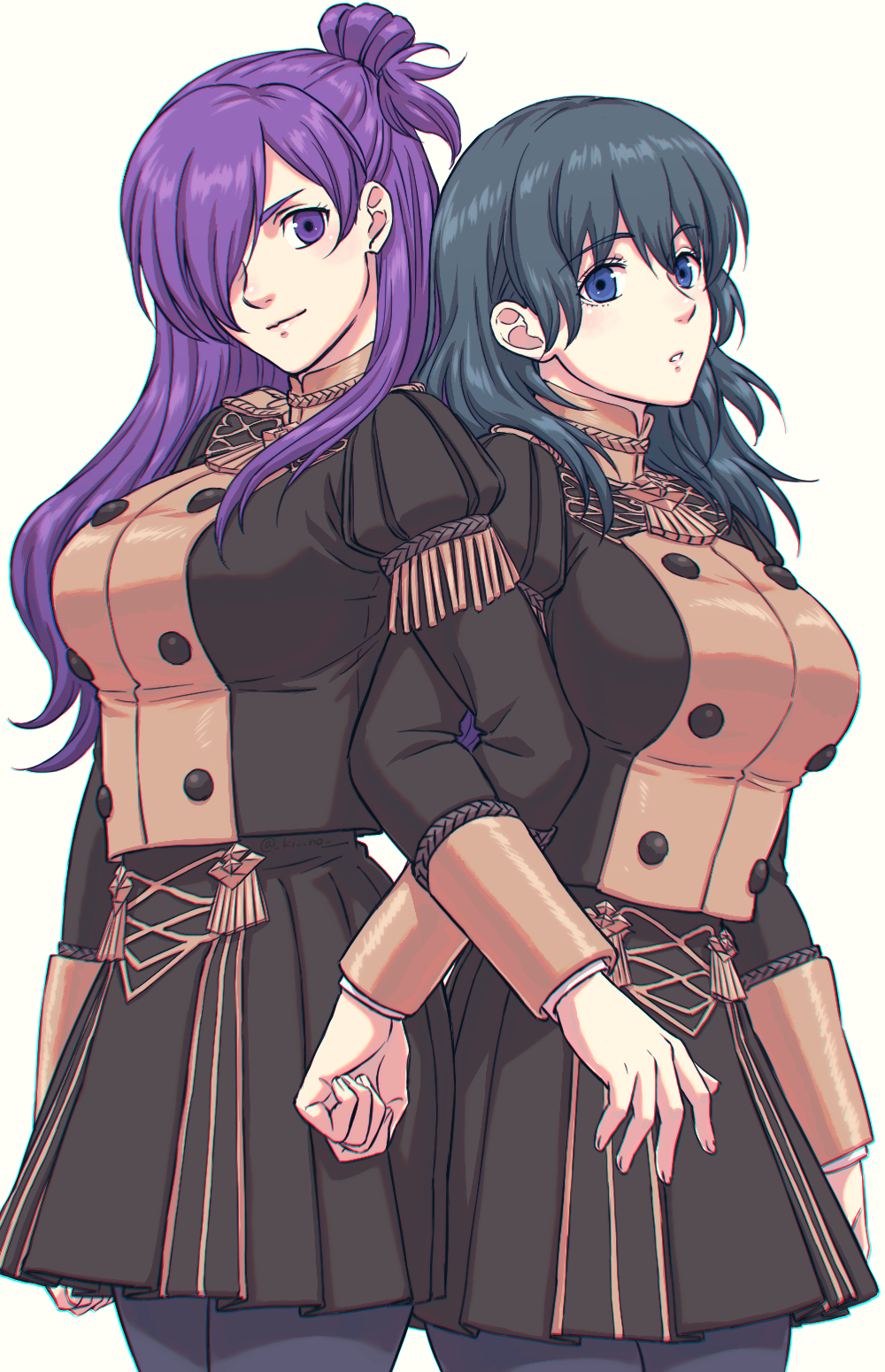 2girls, artist_request, bangs, breasts, byleth_(fire_emblem), fire_emblem, fire_emblem:_three_houses, fire_emblem_warriors:_three_hopes