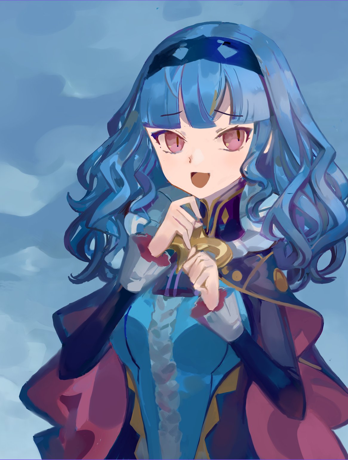1girl, bags_under_eyes, blue_hair, blush, brown_eyes, fire_emblem, fire_emblem:_three_houses, fire_emblem_warriors:_three_hopes