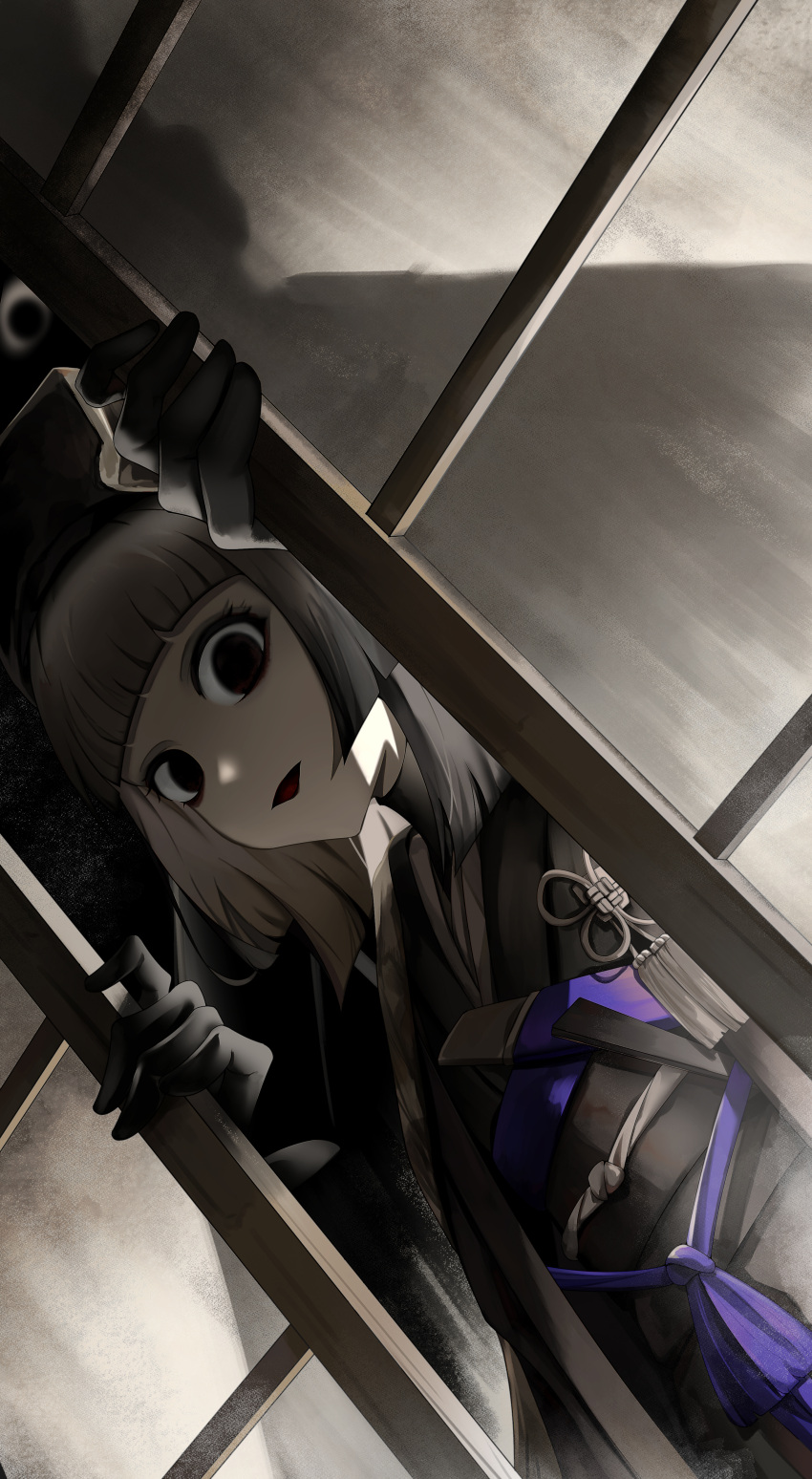 1girl, absurdres, bangs, black_bodysuit, black_eyes, black_gloves, black_hair, black_headwear