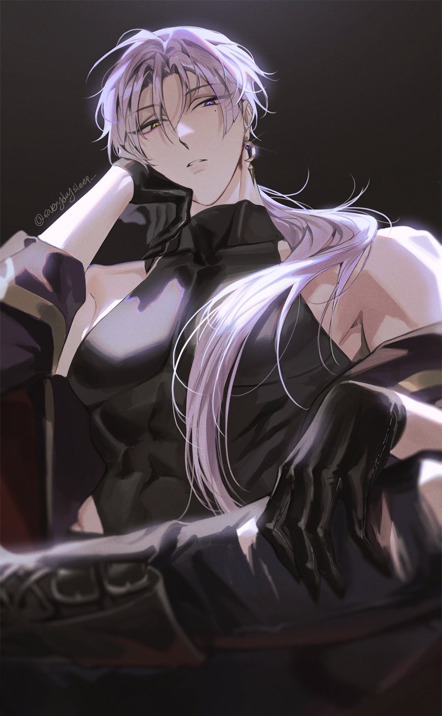1boy, earrings, everydaysleep, heterochromia, highres, jewelry, kuya_(nu_carnival), looking_at_viewer