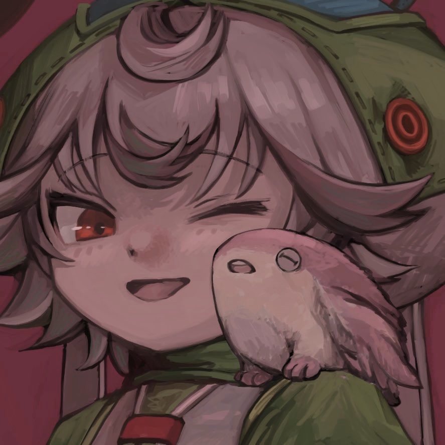 1girl, bangs, commentary, creature, creature_on_shoulder, cropped, green_headwear, hat