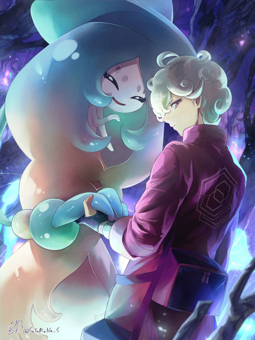 1boy, absurdres, ahoge, bangs, bede_(pokemon), closed_mouth, coat, commentary_request