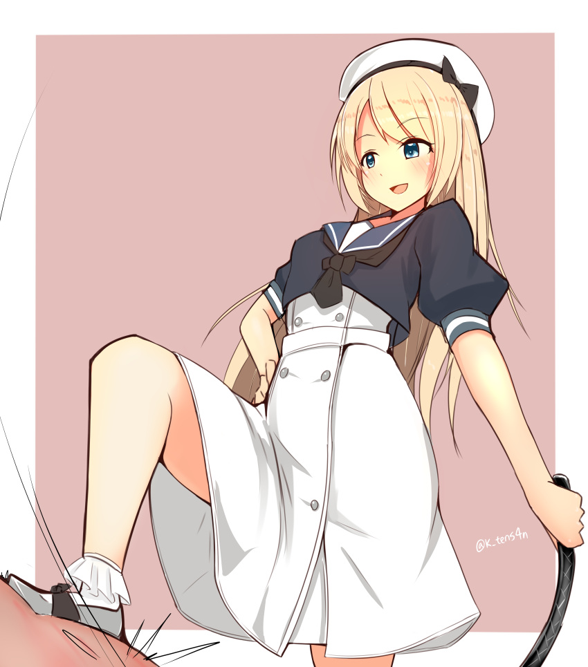 1girl, absurdres, black_neckerchief, blonde_hair, blue_eyes, blue_sailor_collar, breasts, commentary_request