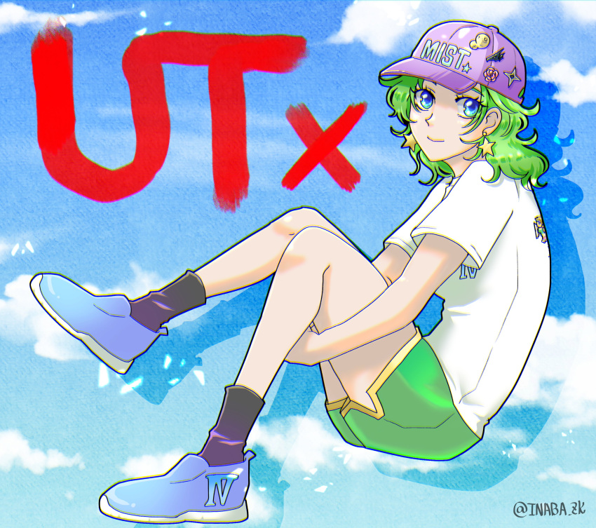 1girl, absurdres, aged_up, blue_eyes, breasts, closed_mouth, clouds, earrings