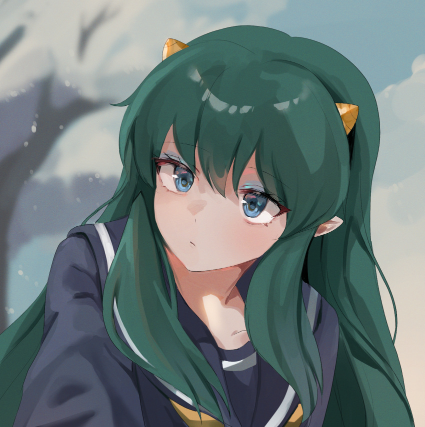 1girl, bangs, blue_eyes, blue_sailor_collar, blurry, blurry_background, closed_mouth, dolechan