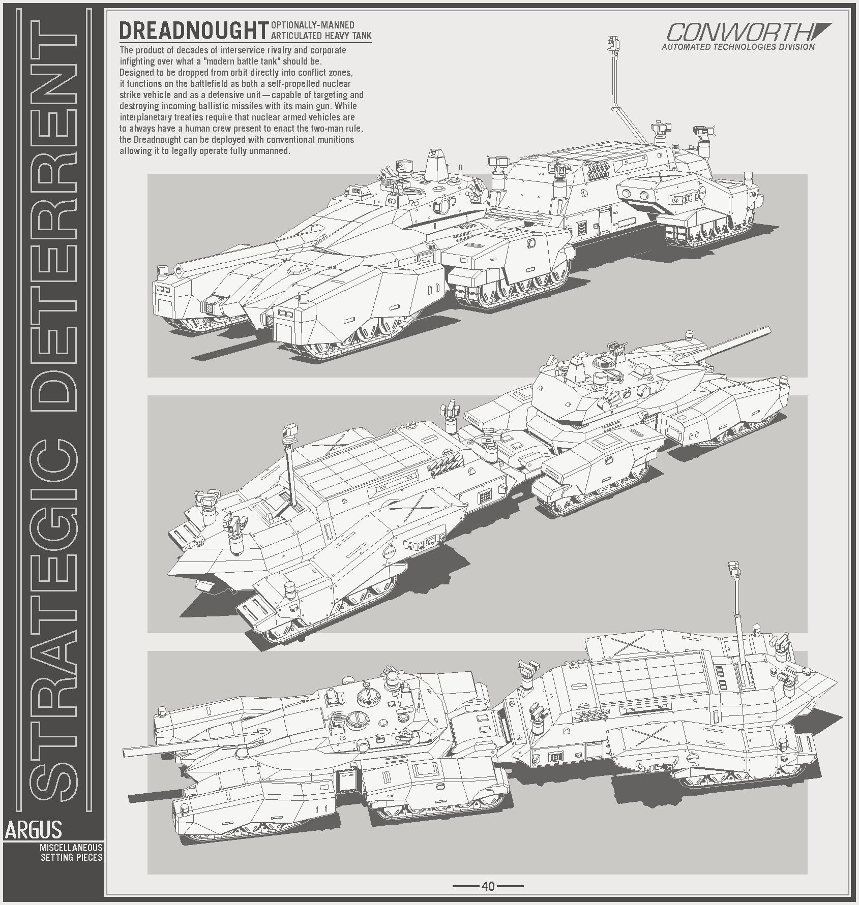cannon, company_name, english_text, grenade_launcher, greyscale, ground_vehicle, highres, lineart, military, military_vehicle, monochrome, motor_vehicle, no_humans, original, railgun, reference_sheet, science_fiction, shadow, tank, tank_focus, tank_turret, turret, vehicle_focus, w_a_v_e, weapon