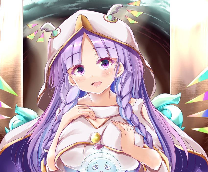 1boy, 1girl, alien, andrew_(duel_angel), bangs, blush, braid, breasts