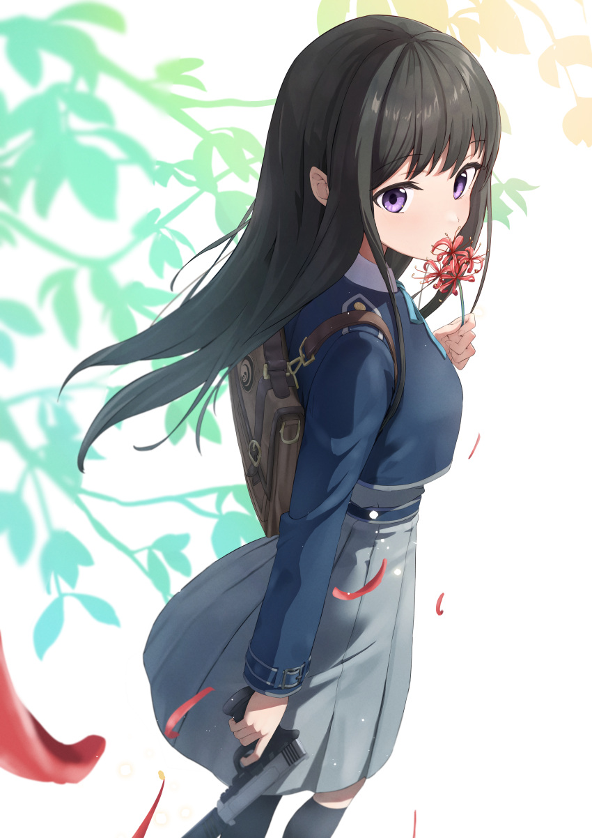 1girl, absurdres, backpack, bag, bangs, belt, black_hair, black_socks