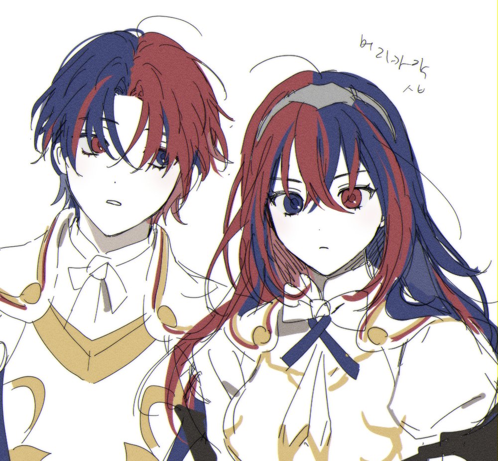 1boy, 1girl, alear_(fire_emblem), alear_(fire_emblem)_(female), alear_(fire_emblem)_(male), armor, bangs, blue_eyes