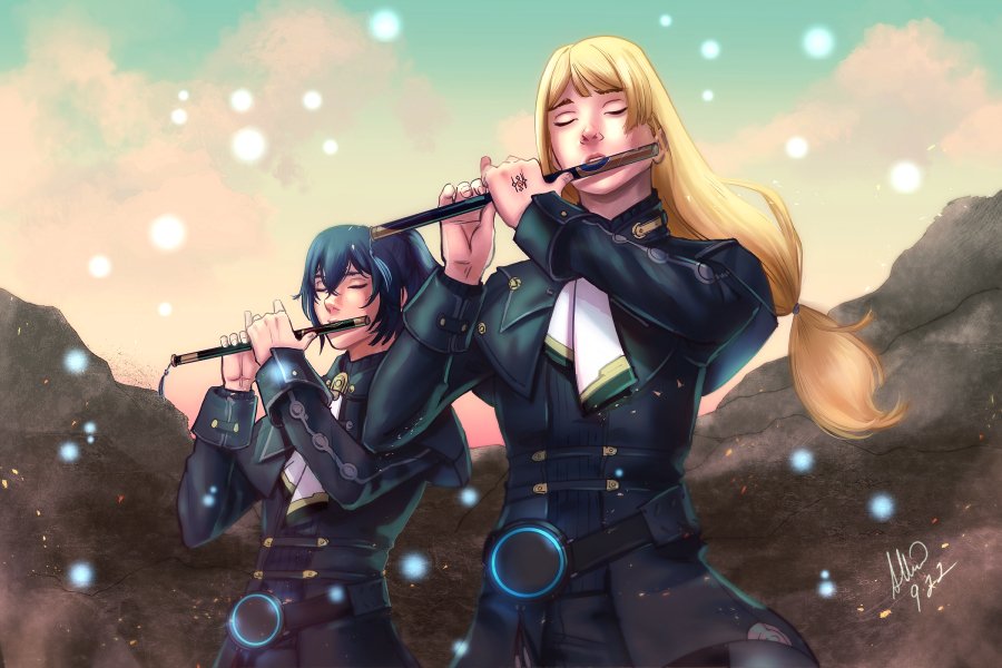 crys_(xenoblade), flute, instrument, music, noah_(xenoblade), playing_instrument, xenoblade_chronicles_(series), xenoblade_chronicles_3