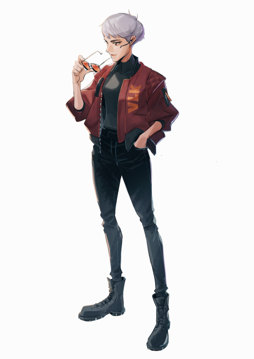 1girl, absurdres, animification, apex_legends, black_footwear, black_pants, black_sweater, boots