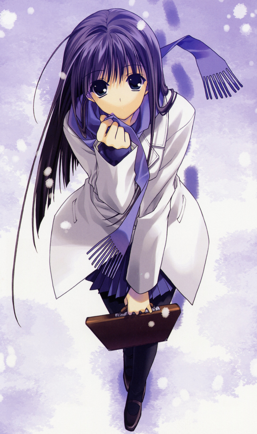1girl, absurdres, bag, berry's, black_legwear, blue_eyes, heart_work, highres