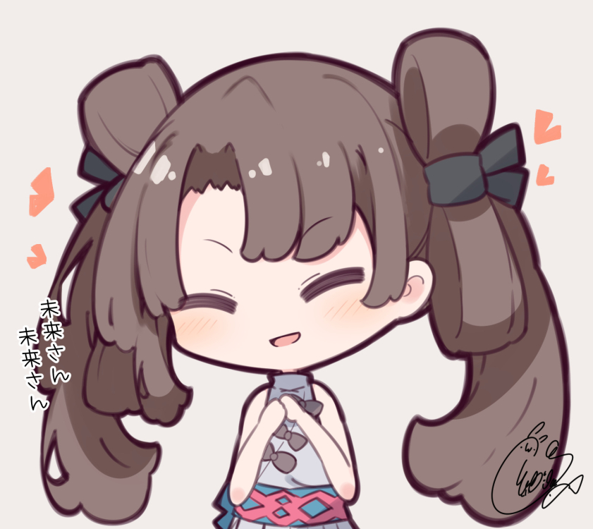 1girl, :d, ^_^, bangs, beni_shake, black_bow, black_ribbon, blush