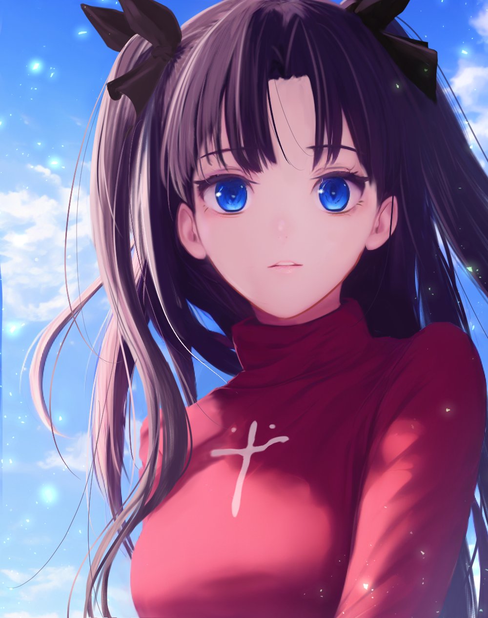 1girl, aomaru_(shta-chu-jisuiai), bangs, black_bow, black_hair, blue_eyes, bow, breasts