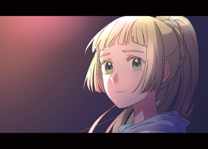 1girl, blonde_hair, green_eyes, lillie_(pokemon), looking_at_another, night, night_sky, pokemon