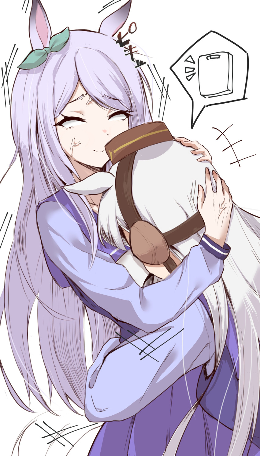 2girls, absurdres, anger_vein, animal_ears, blush, commentary_request, cutting_board, fumitonkatsu