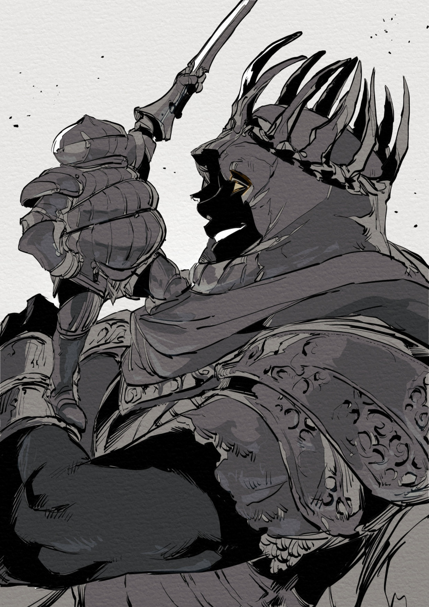 2boys, absurdres, armor, bakushi_(smys2017), crown, dark_souls_(series), dark_souls_iii, full_armor