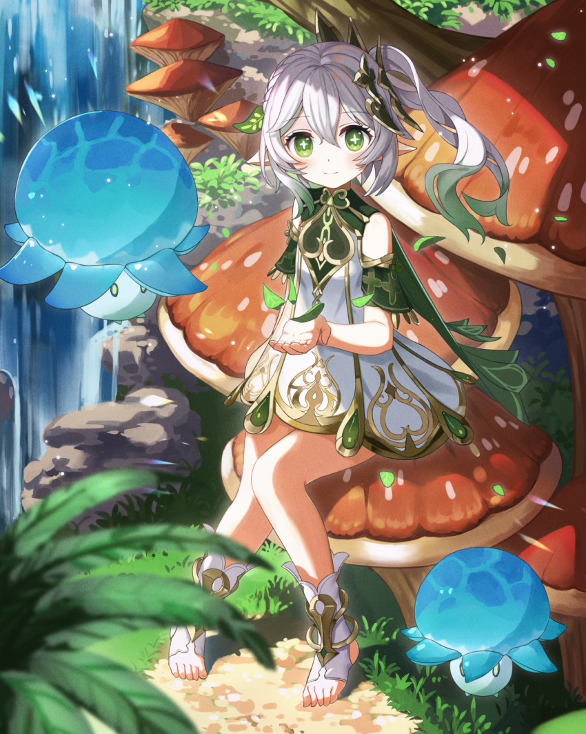 1girl, bangs, blush, cape, closed_mouth, commentary_request, cross-shaped_pupils, detached_sleeves