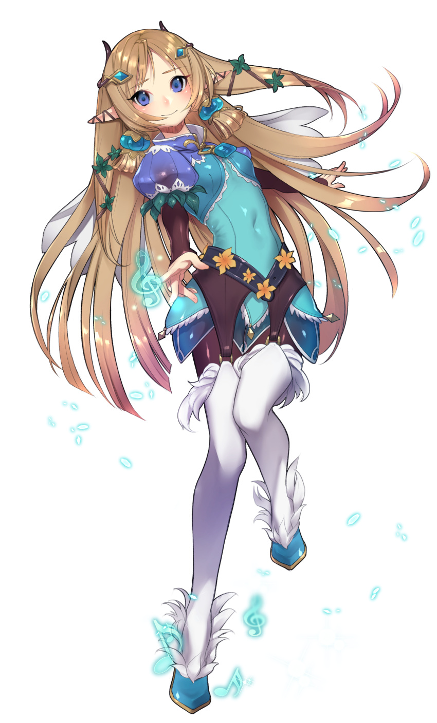 1girl, absurdres, blue_dress, blue_footwear, breasts, closed_mouth, covered_navel, dress