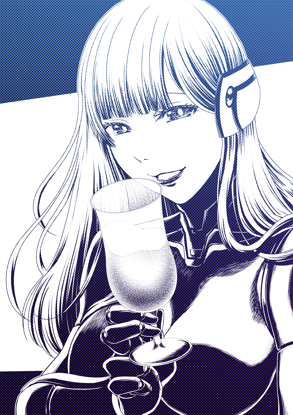 1girl, an'no_natsume, android, bangs, breasts, eyebrows_hidden_by_hair, glass, highres