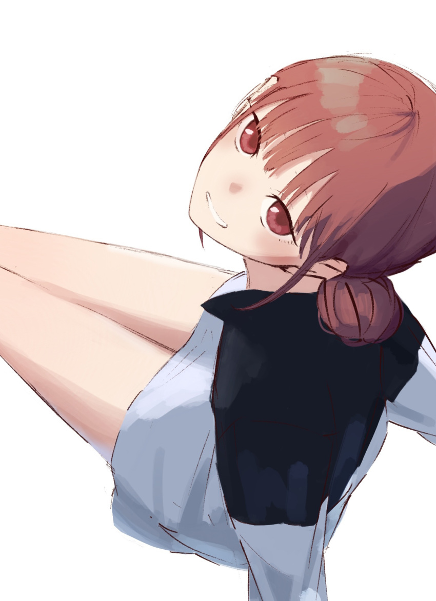 1girl, ao_no_hako_(wsj), brown_eyes, brown_hair, chono_hina, commentary, from_above, hair_bun