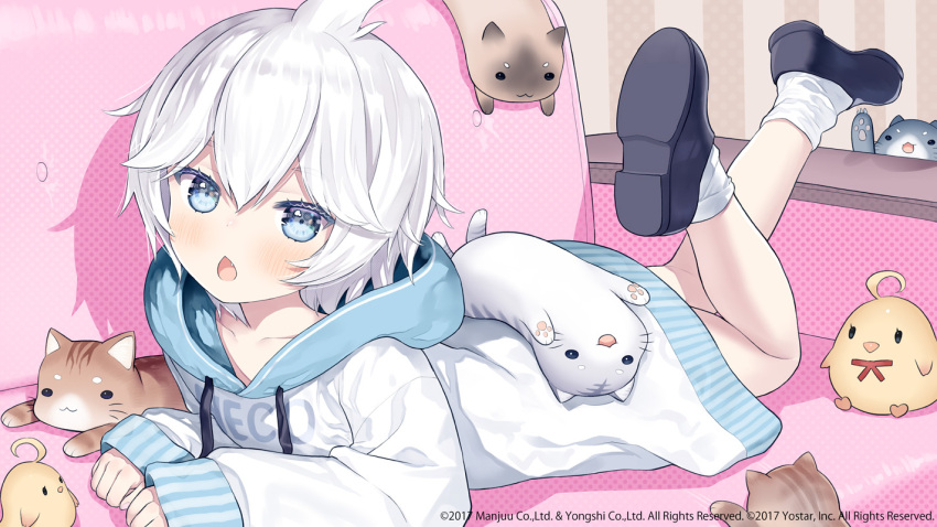 1girl, animal, azur_lane, bangs, bird, black_footwear, blue_eyes, blush