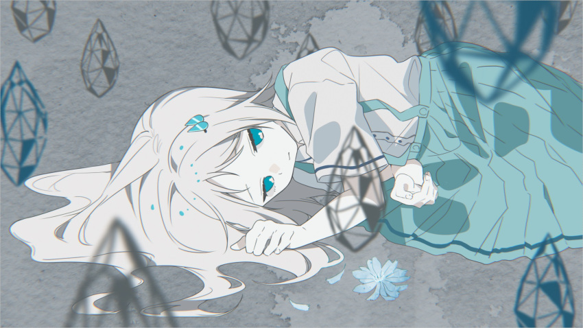 1girl, bangs, buttons, closed_mouth, expressionless, fingernails, flower, hair_ornament