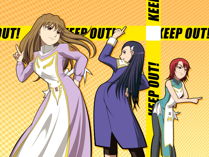 caution_tape, crossover, ga_rune_pose, galaxy_angel, galaxy_angel_rune, highres, juliet_nao_zhang, mai-otome