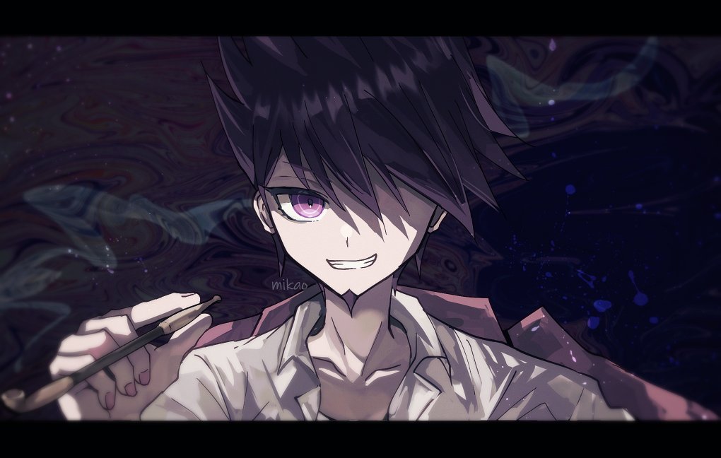 1boy, artist_name, back_hair, bangs, collarbone, collared_shirt, danganronpa_(series), danganronpa_v3:_killing_harmony