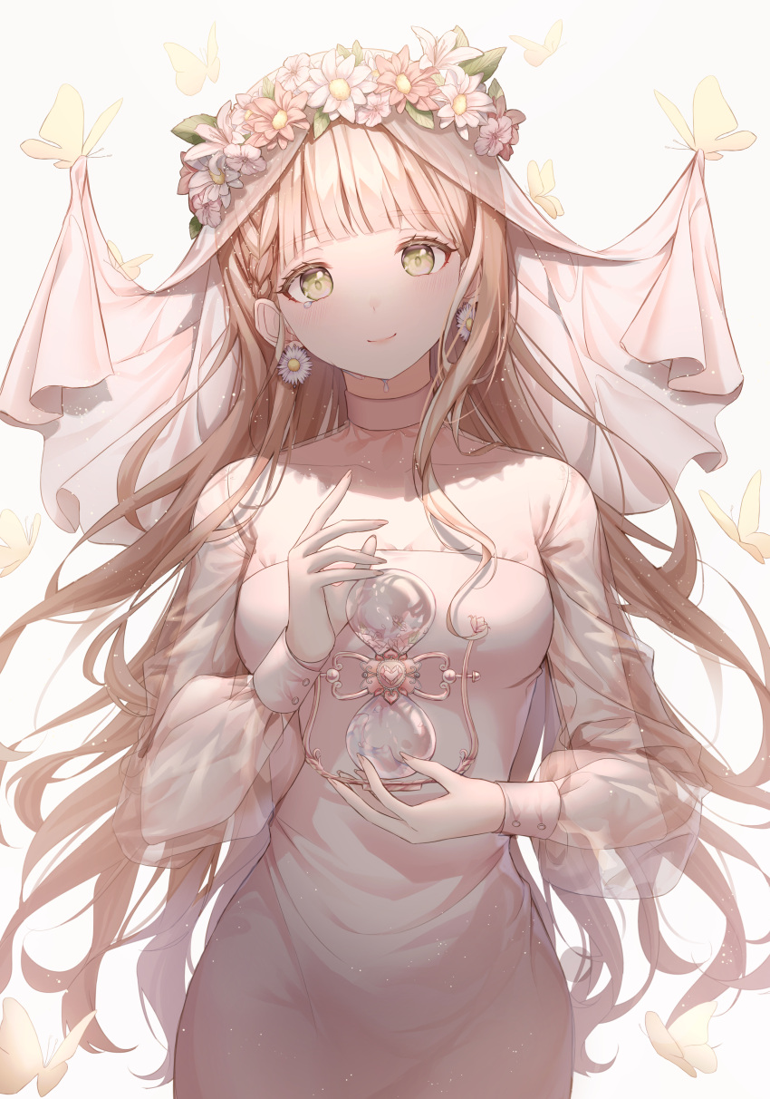 1girl, absurdres, backlighting, bangs, blonde_hair, blunt_bangs, blush, braid