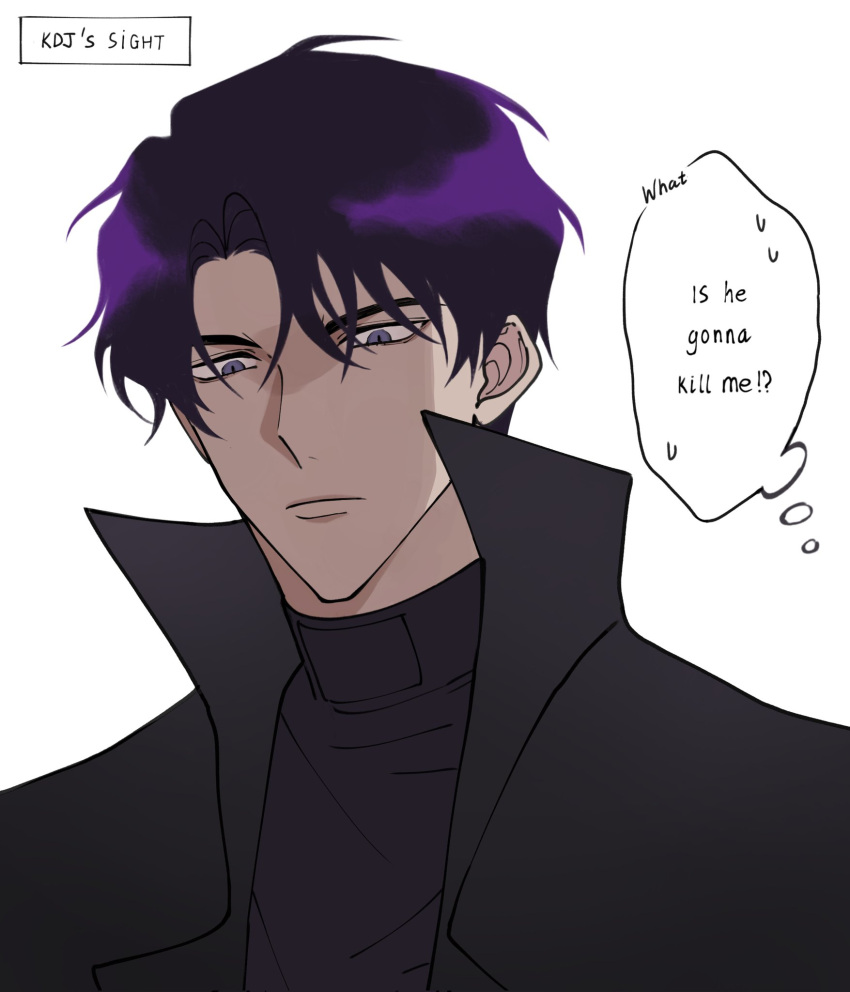 1boy, bangs, black_coat, black_hair, black_shirt, closed_mouth, coat, commentary