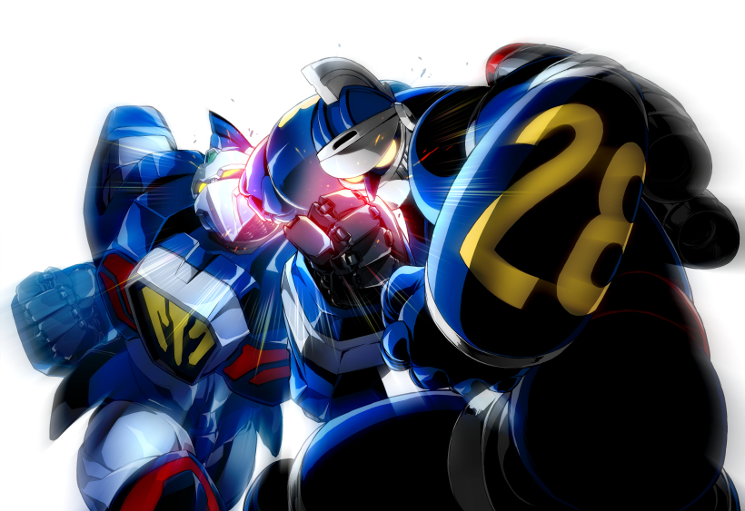 battle, clenched_hands, glowing, glowing_eyes, mecha, motion_blur, motion_lines, nakazaki_tou, punching, redesign, robot, science_fiction, sketch, super_robot, taiyou_no_shisha_tetsujin_28-gou, tetsujin_28, tetsujin_28-gou, tetsujin_28-gou_fx, upper_body, yellow_eyes