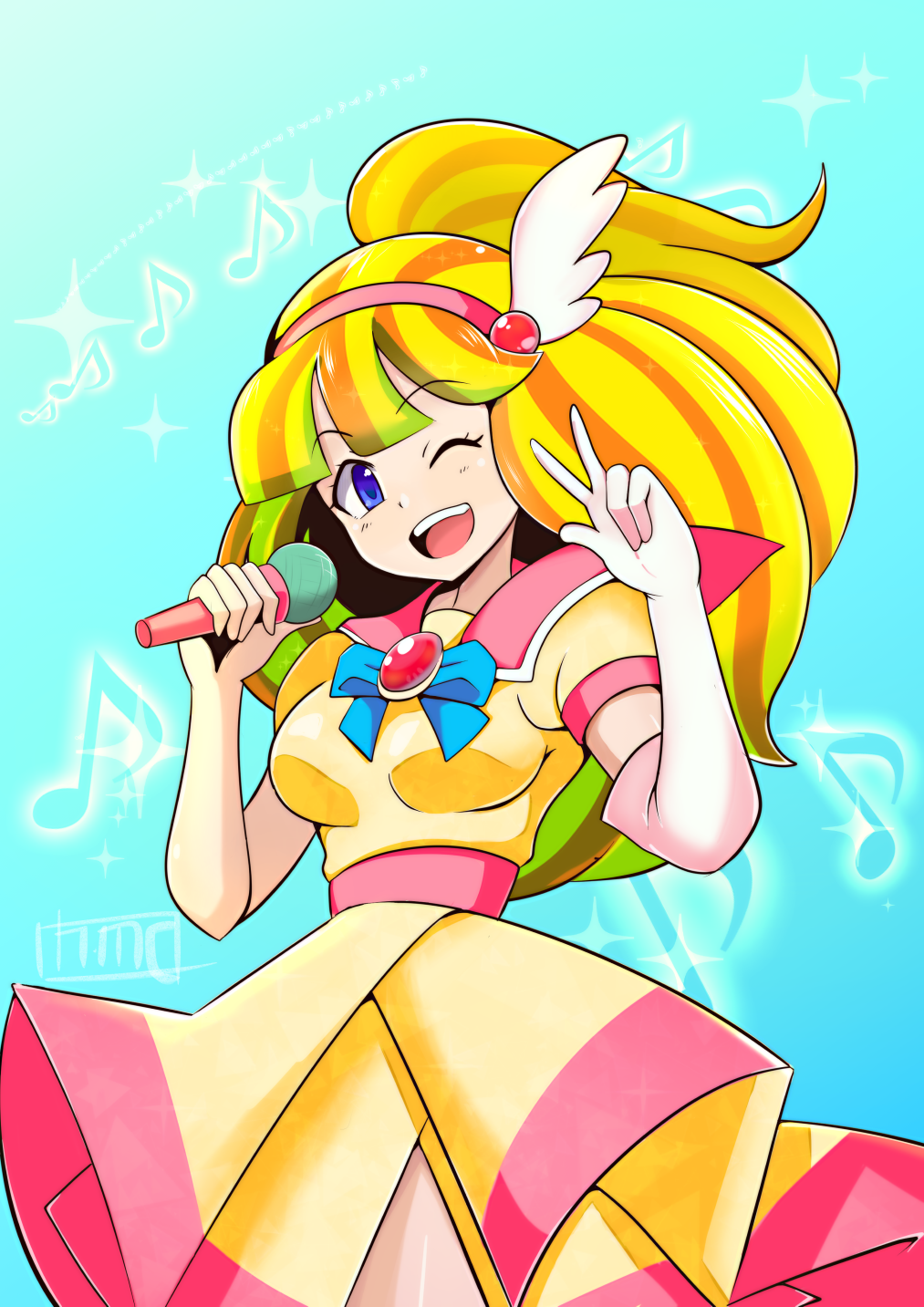 1girl, blonde_hair, hameneko, highres, idol, idol_hakkenden, saionji_erika, smile