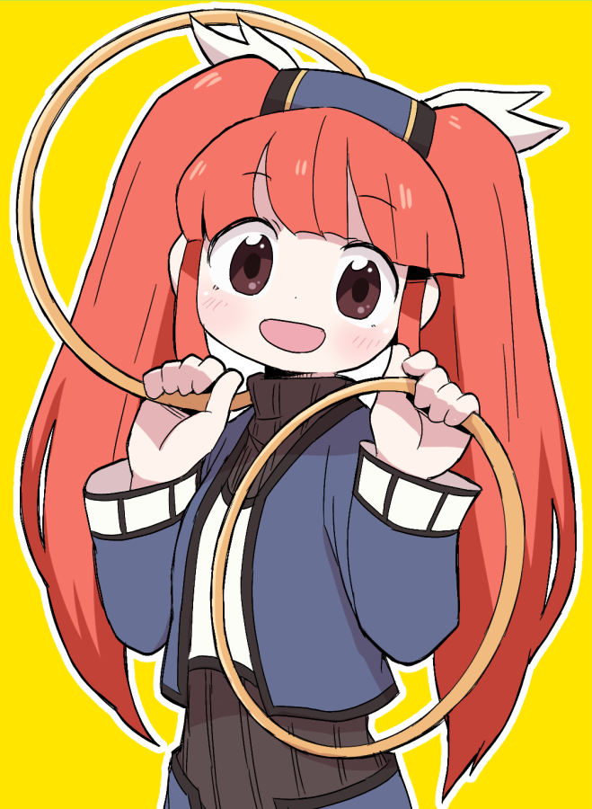 1girl, brown_eyes, chakram, dewprism, dokan_(dkn), long_hair, long_sleeves, looking_at_viewer
