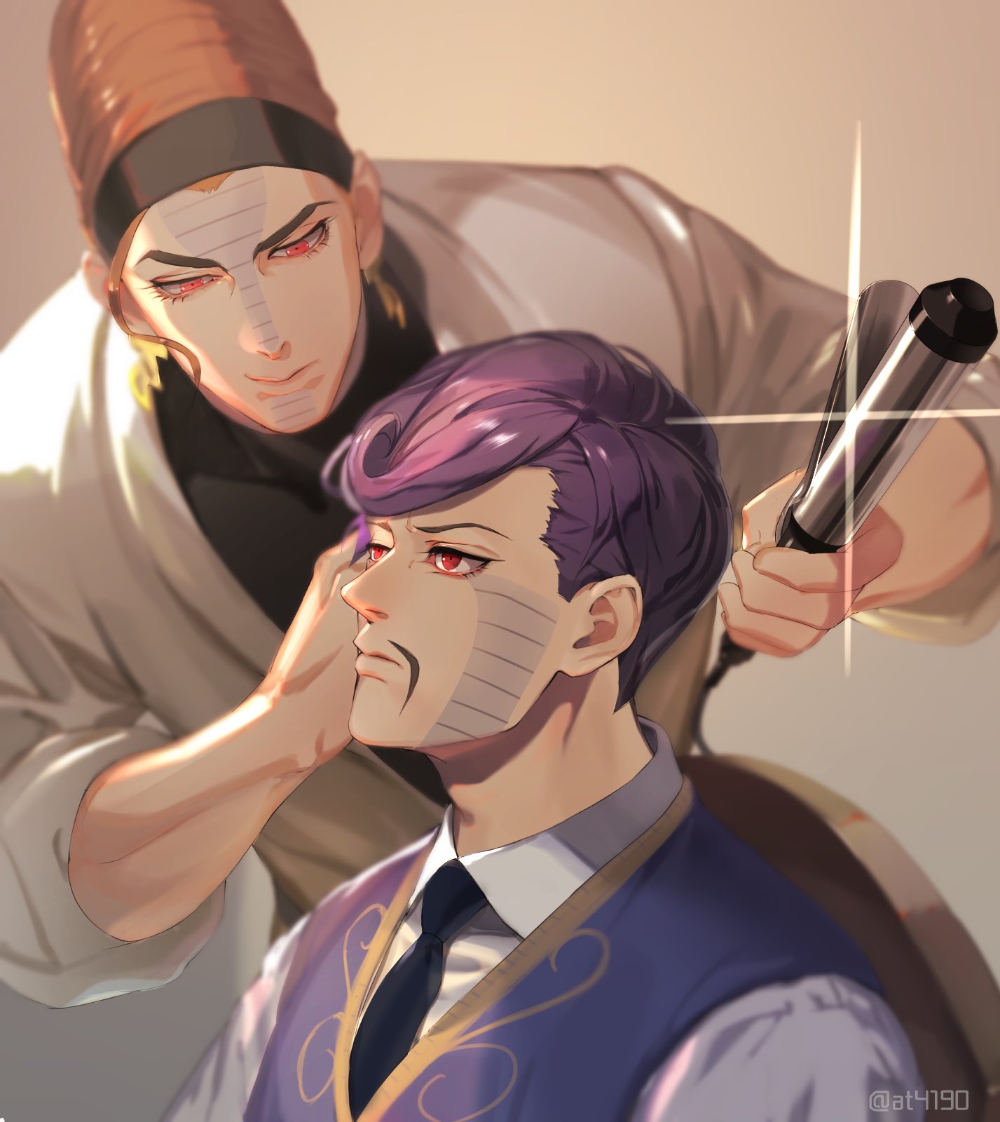 2boys, at4190_(user_vzac7788), black_necktie, brothers, brown_eyes, brown_hair, closed_mouth, coat